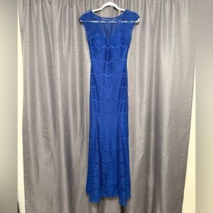 Nightway Royal Blue Lace Gown